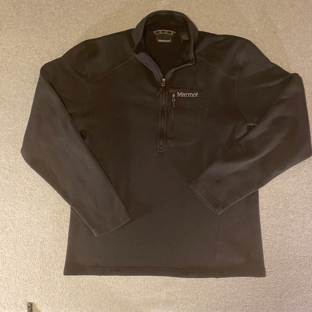 Marmot Mens Black 1/4 Zip Fleece Pullover Jacket Sweater XL